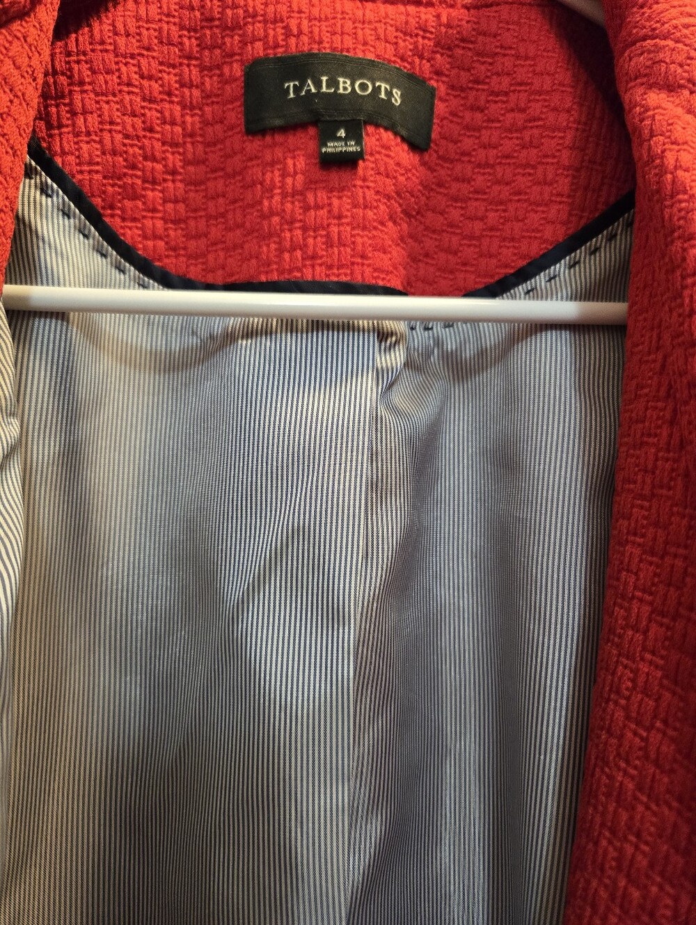 Talbots Red Textured Double-Breasted Pea Coat - Picture 9 of 10